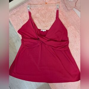 Fuscia Sleeveless Wrap Camisole with Tie Front